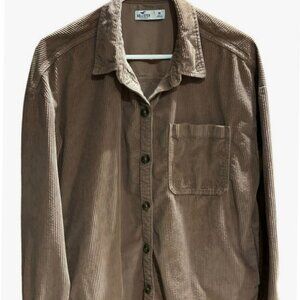 Hollister Abercrombie Brown Corduroy Y2K Country Concert Vintage Tan Shirt S